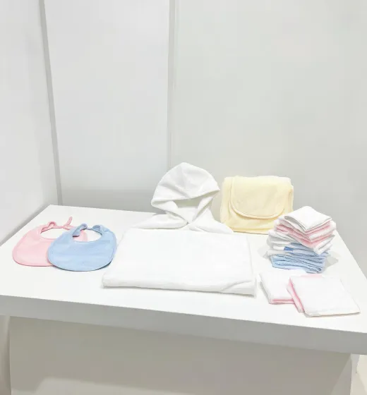 Baby bib and towel textile testing setup