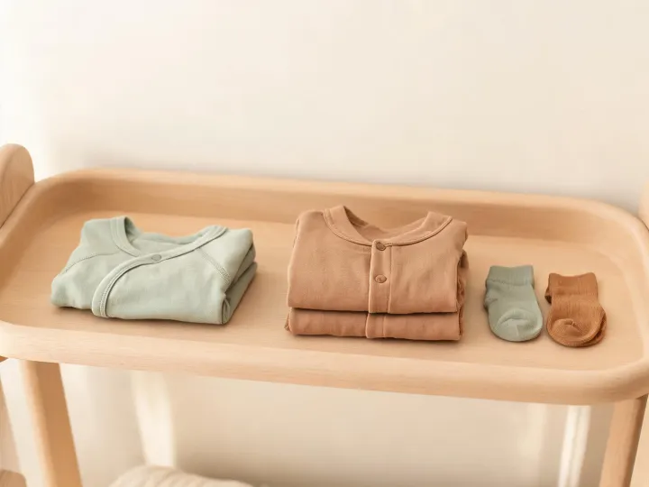 Organic cotton baby pajamas folded with socks