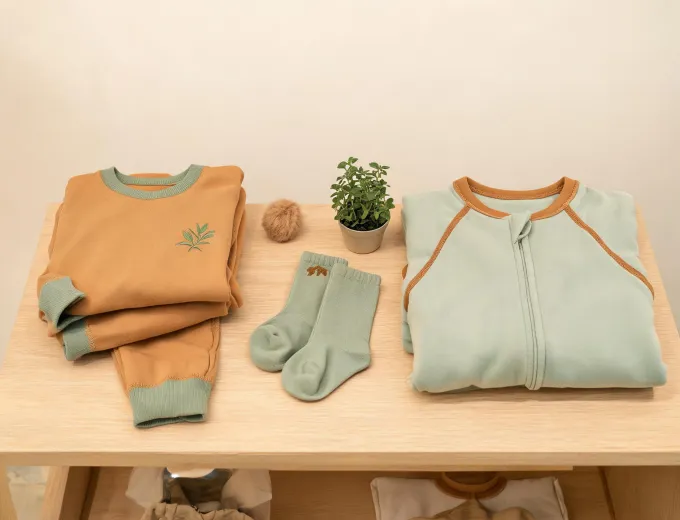 Toddler pajamas and socks prepared for seasonal display
